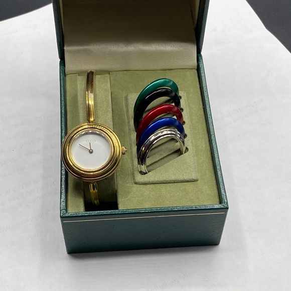 Gucci Accessories - Gucci Gold Watch with Colorful Bezels
